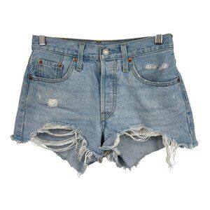 Levi’s 501 Denim Shorts Jean Size 25 Buttonfly Distress Cutoffs Light Wash EUC